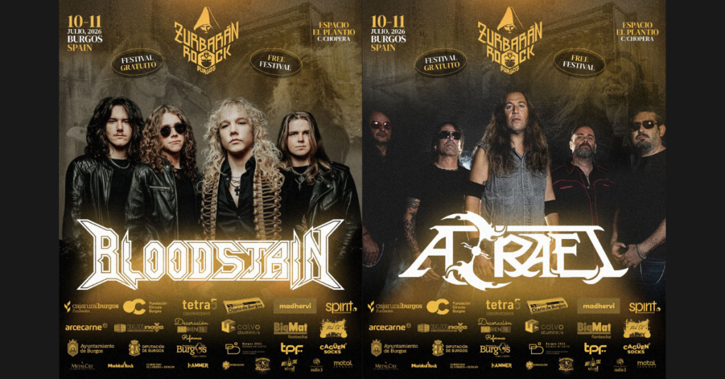 PRIMERA DESCARGA DE BLOODSTAIN EN ESPAÑA Y EL 35 ANIVERSARIO DE AZRAEL, NUEVAS CONFIRMACIONES DE ZURBARÁN ROCK BURGOS 2026